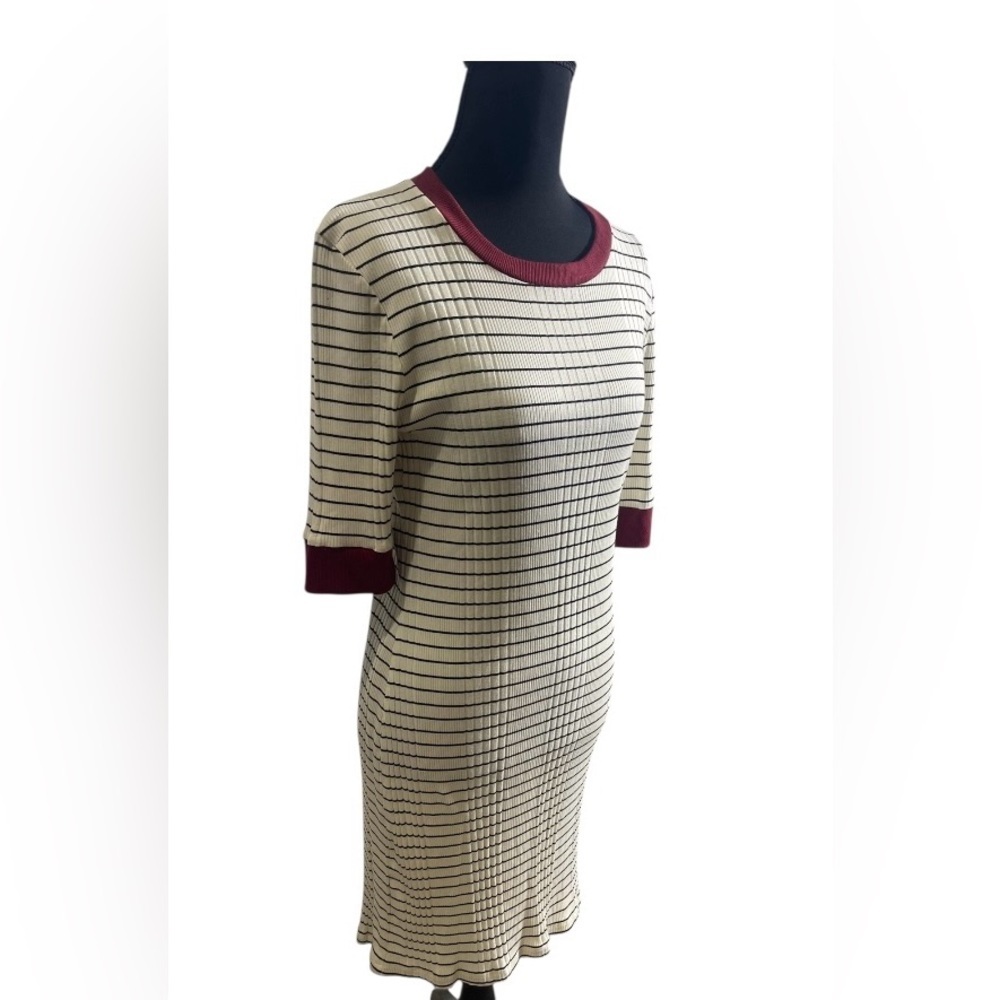 Joie Tralena Striped Rib Knit Body Con Crew Neck Dress Size Medium